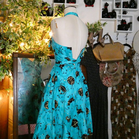 Trashy Diva 1950s Style MARILYN PARADE SWING DRESS - ASTROLOGY PRINT Sz 2 - Picture 9 of 12